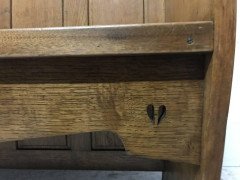 E. A. Taylor Attr, Arts & Crafts Oak High Back Settle with Twin Heart Cut-Outs - Thumbnail 5