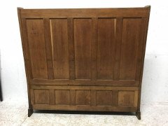 E. A. Taylor Attr, Arts & Crafts Oak High Back Settle with Twin Heart Cut-Outs - Thumbnail 6