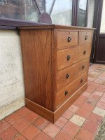 Harris Lebus Arts & Crafts Oak Chest of Drawers with Brass Ring Pull Handles - Thumbnail 3