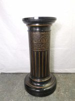 Aesthetic Movement Ebonised Pedestal Torchiere with Incized & Gilded Decoration - Thumbnail 2