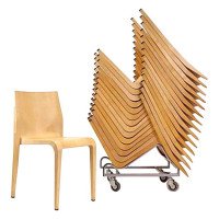 Riccardo Blumer for Alias, 32 Laleggera Maple Stacking Chairs with Trolleys