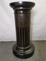 Aesthetic Movement Ebonised Pedestal Torchiere with Incized & Gilded Decoration - Thumbnail 3