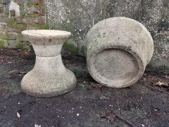 Mid-Century Modern French Two-Piece Concrete Hour Glass Style Planter on Stand - Thumbnail 10