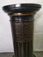 Aesthetic Movement Ebonised Pedestal Torchiere with Incized & Gilded Decoration - Thumbnail 4