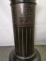 Aesthetic Movement Ebonised Pedestal Torchiere with Incized & Gilded Decoration - Thumbnail 7