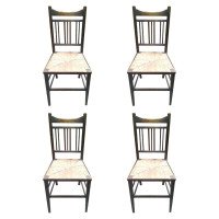 Shapland & Petter Attributed, a Set of Four Simple Arts & Crafts Rush Seated Chairs