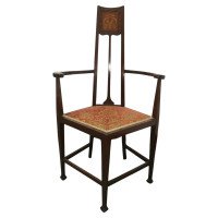 G. M. Ellwood for J. S. Henry, English Art Nouveau Armchair with Stylised Inlays - Thumbnail 1