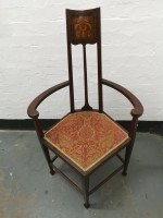G. M. Ellwood for J. S. Henry, English Art Nouveau Armchair with Stylised Inlays - Thumbnail 5