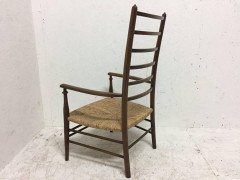 Liberty & Co. Arts & Crafts Low Ladder Back Armchair with Rush Seat - Thumbnail 4