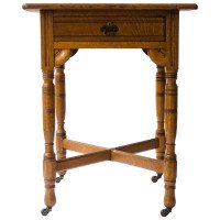 Bruce Talbert Attributed,. Gothic Revival Oak Side Table With Upper Drawer - Thumbnail 1