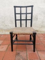 Liberty & Co. An English Beech Rush Seated Lattice Back Children's Chair - Thumbnail 3