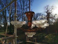 French Art Deco Chandelier with the Original Opaque Moulded Icicle Glass Shades - Thumbnail 5