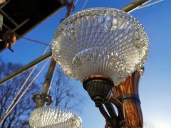 French Art Deco Chandelier with the Original Opaque Moulded Icicle Glass Shades - Thumbnail 9
