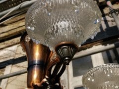 French Art Deco Chandelier with the Original Opaque Moulded Icicle Glass Shades - Thumbnail 11