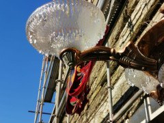 French Art Deco Chandelier with the Original Opaque Moulded Icicle Glass Shades - Thumbnail 12