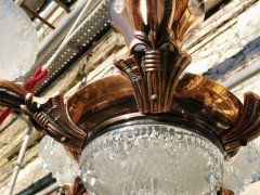 French Art Deco Chandelier with the Original Opaque Moulded Icicle Glass Shades - Thumbnail 14