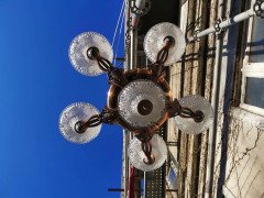 French Art Deco Chandelier with the Original Opaque Moulded Icicle Glass Shades - Thumbnail 16