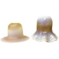 A Flat Rim Arts & Crafts Vaseline/Uranium Glass Shade & One with a Frilly Rim