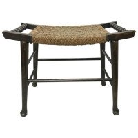 Liberty & Co. Attr Oak Side Stool with Sea Grass Seat, Turned Handles and Legs - Thumbnail 1