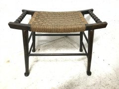 Liberty & Co. Attr Oak Side Stool with Sea Grass Seat, Turned Handles and Legs - Thumbnail 2