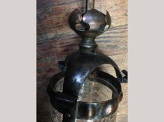 Arts & Crafts Copper Lantern Retaining the Original Ribbed Style Opaque Shade - Thumbnail 4