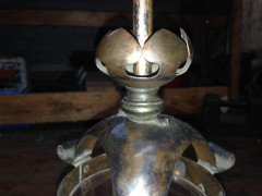 Arts & Crafts Copper Lantern Retaining the Original Ribbed Style Opaque Shade - Thumbnail 5