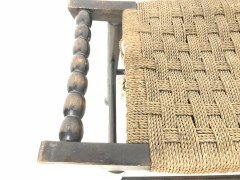 Liberty & Co. Attr Oak Side Stool with Sea Grass Seat, Turned Handles and Legs - Thumbnail 8