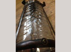 Arts & Crafts Copper Lantern Retaining the Original Ribbed Style Opaque Shade - Thumbnail 25