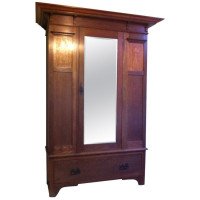 Liberty & Co., Arts & Crafts Oak Bedroom Pair with Wardrobe & Matching Double Bed - Thumbnail 1
