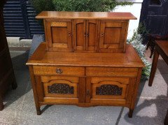George Walton, Style of. A Small Arts & Crafts Oak Sideboard with Floral Carvings - Thumbnail 3