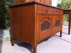 George Walton, Style of. A Small Arts & Crafts Oak Sideboard with Floral Carvings - Thumbnail 5