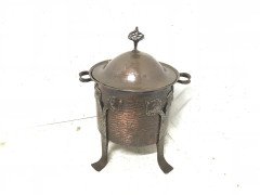 C. F. A Voysey, Arts & Crafts Copper Coal Bucket with Hand Formed Iron Details - Thumbnail 2