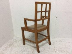 Heal's of London Attri, a set of 12 Lattice Back Oak Arts & Crafts Armchairs - Thumbnail 2