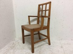 Heal's of London Attri, a set of 12 Lattice Back Oak Arts & Crafts Armchairs - Thumbnail 3