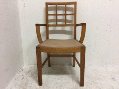 Heal's of London Attri, a set of 12 Lattice Back Oak Arts & Crafts Armchairs - Thumbnail 4