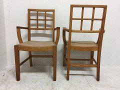 Heal's of London Attri, a set of 12 Lattice Back Oak Arts & Crafts Armchairs - Thumbnail 5