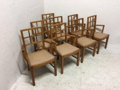 Heal's of London Attri, a set of 12 Lattice Back Oak Arts & Crafts Armchairs - Thumbnail 6