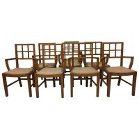 Heal's of London Attri, a set of 12 Lattice Back Oak Arts & Crafts Armchairs - Thumbnail 8