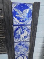 Pair of Aesthetic Movement Cast Fire Inserts with Mintons Aesop's Fables Tiles - Thumbnail 4