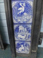 Pair of Aesthetic Movement Cast Fire Inserts with Mintons Aesop's Fables Tiles - Thumbnail 7