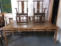 Chinese Hard Wood Dining Table & Eight Matching Chairs All with Stylised Carving - Thumbnail 2
