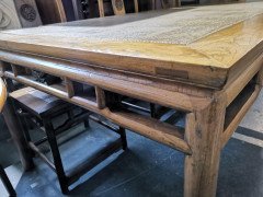 Chinese Hard Wood Dining Table & Eight Matching Chairs All with Stylised Carving - Thumbnail 6