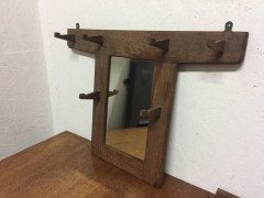 Cotswold School Arts & Crafts Oak Hall Mirror, attributed, to Stanley Webb Davies - Thumbnail 2