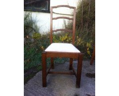 Heal's, Set of Four English Arts & Crafts Oak Arched Top Ladderback Dining Chairs - Thumbnail 3