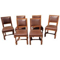 A. W. N. Pugin, Stamped Gillows, a Set of Six Gothic Revival Oak Dining Chairs - Thumbnail 1