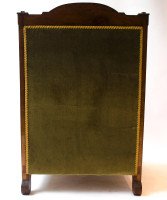 Arts & Crafts Walnut Armchair with Carved Female Heads and High Heel Shoes - Thumbnail 1
