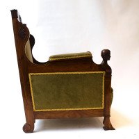 Arts & Crafts Walnut Armchair with Carved Female Heads and High Heel Shoes - Thumbnail 2