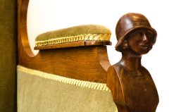 Arts & Crafts Walnut Armchair with Carved Female Heads and High Heel Shoes - Thumbnail 4