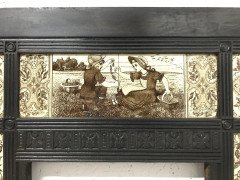 English Aesthetic Movement Cast Iron Fire Insert with Original Maw & Co. Tiles - Thumbnail 2