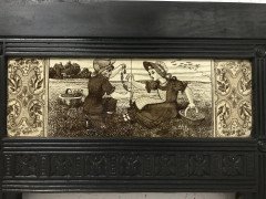 English Aesthetic Movement Cast Iron Fire Insert with Original Maw & Co Tiles - Thumbnail 3